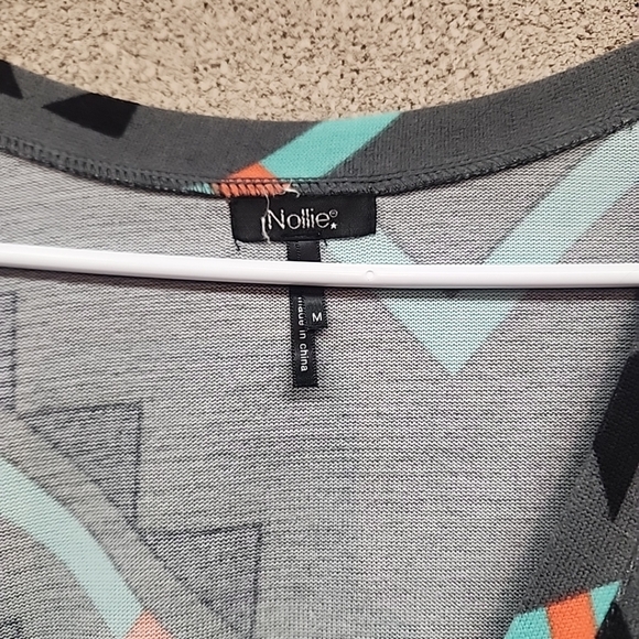 WOMEN Nollie Aztec button down lightweight cardigan sweater pockets medium gray - Picture 4 of 7